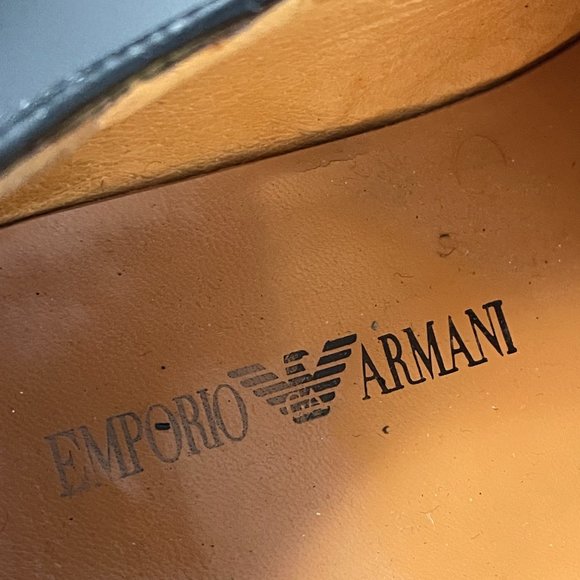 Emporio Armani Black Leather Men\'s Shoes, Size 43